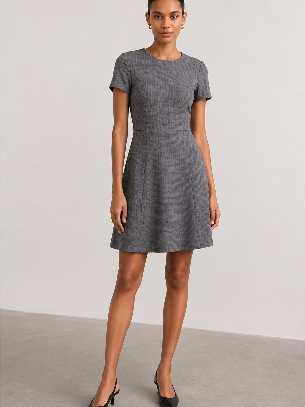 Theory Albita Fit Flare Dress Size 10 NWT Gray Tweed